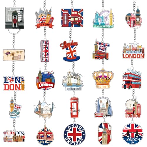 Sureio 25 Pcs London Keychain Souvenir Gifts bulks Metal London