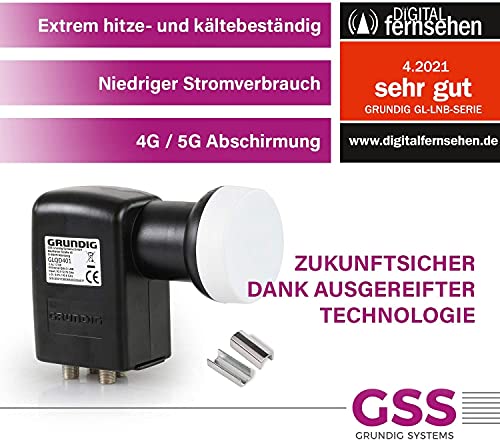 [ Test 2X SEHR GUT *] GSS Quad LNB, LTE Abschirmung, Digital 4Fach 4K LNB für 4 Teilnehmer, für Fernseher Sat Receiver, HD LNC für Satellitenschüssel Satelliten Antenne Schüssel Spiegel, 0.1dB