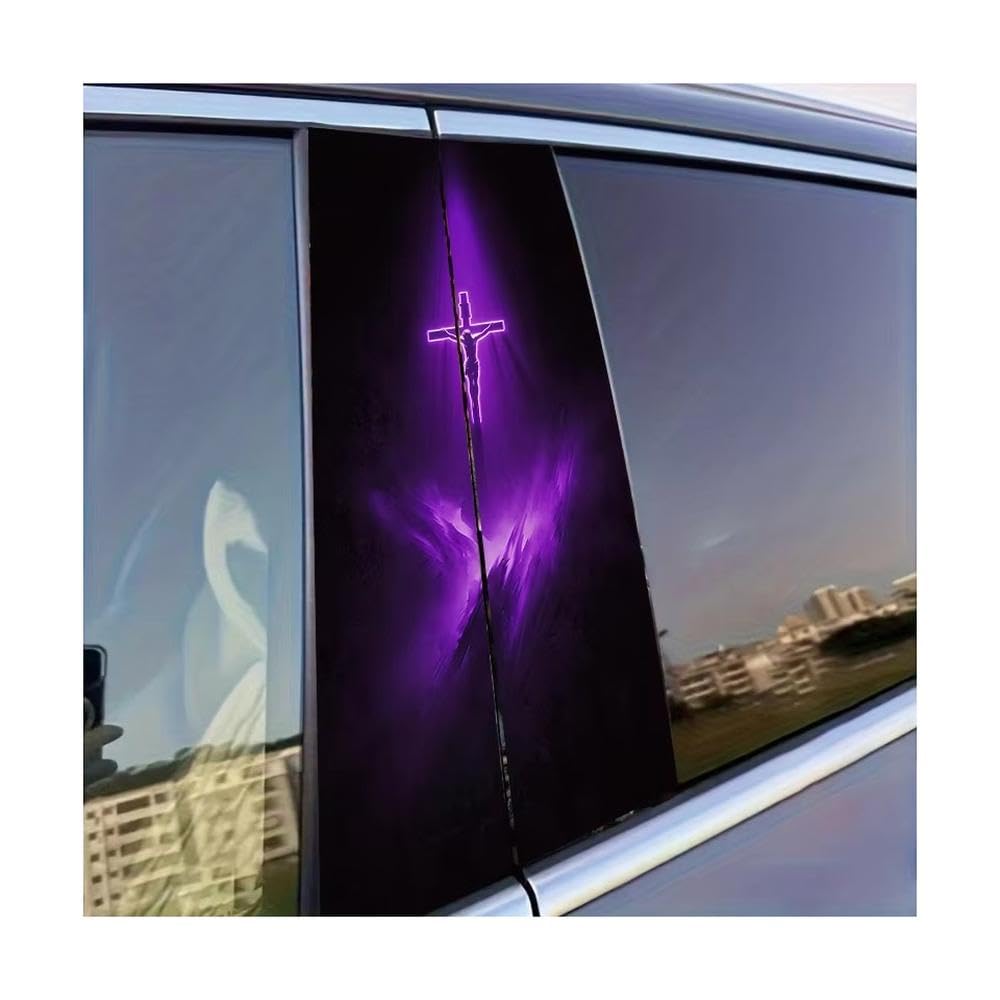 Decorative Items 2 PCS Car B-Pillar Sticker Crucifix Glossy Material Protective Film