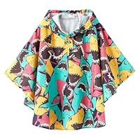 QIKADO Rain Ponchos Children Unisex 1-12 Years, Big Mouth Shark, 5-8 Years