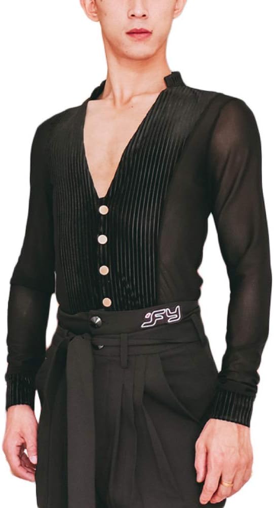 FaFaDance] メンズ ラテン 社交ダンス レオタード シャツ tシャツ v