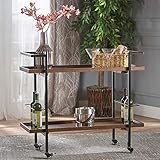 GIQKDZNUO Carro de Servicio de Bar Familiar - Estantes de Madera Maciza con Ruedas - Carro para vinos - Carro para té - Carro para Comedor - Ideal para Cocina/Sala de Estar