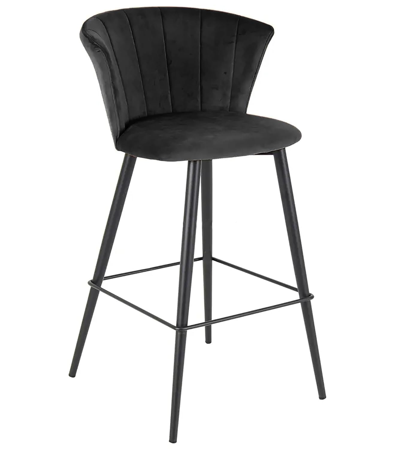 Angela - Bar Stool Kitchen Chair Flower Design Stool High Bar Chair Modern Design With Strong Base (Black)