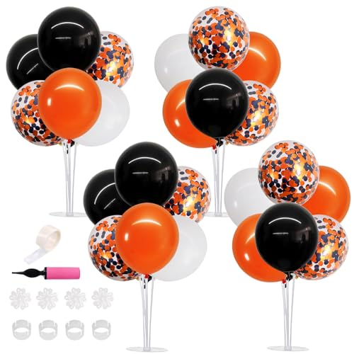 Image of TONIFUL Halloween Balloon Stand Black Orange Balloon Centerpiece for Table