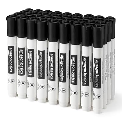 Amazon Basics Low-Odor Dry Erase Whiteboard Markers, Fine Tip, Quick-Dry, Black, 36-Pack