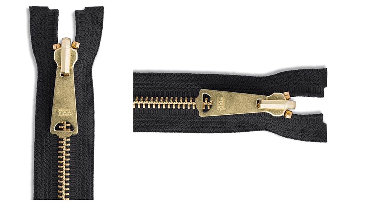 YKK 5 Medium Weight Brass Black Closed Bottom Sleeping Bag Tent Zipper - Choose Your Length - Color