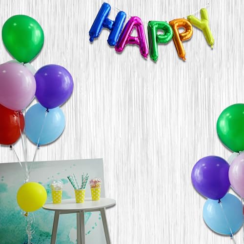 Image of ZATAYE 2 Pack White Foil Curtain Streamer Decorations | White, Metallic Foil, 3.28 x 7.05 FT, Tinsel Backdrop, Foil Curtain Streamer, Party Decor, Photo Booth Door Wall Decor