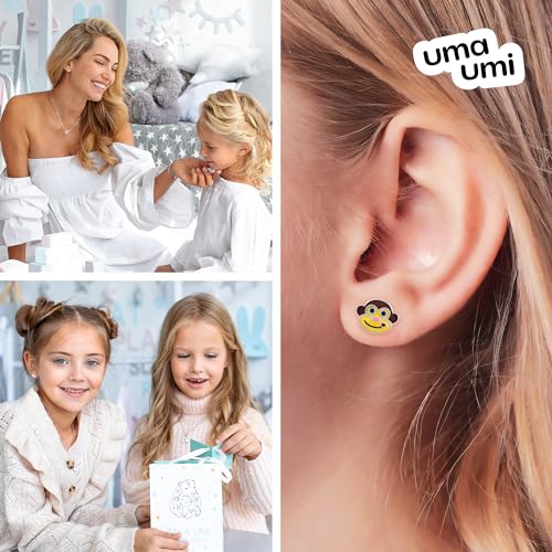 925 Sterling Silver Monkey & Bananas Stud Earrings for Girls Hypoallergenic Safety Screw Back Rhodium Plated - Monkey & Bananas Gifts Earrings for Baby Toddlers Little Teens Kids Earrings Jewelry4