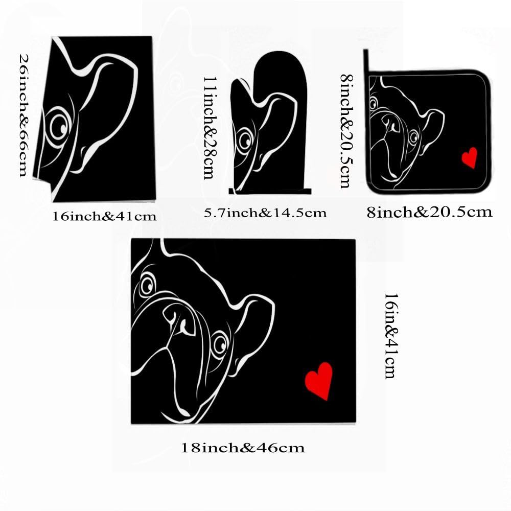 9PCS Carino Frenchie Art Cucina Decor e Accessori Set