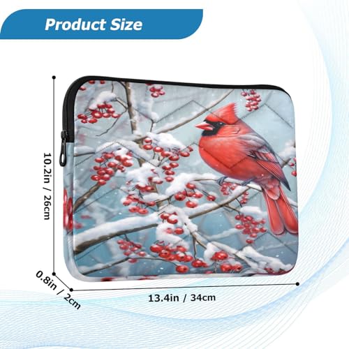 Funda para portátil 13-14 pulgadas roja con diseño de pájaro miniatura 3