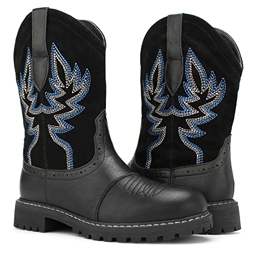 Hawkwell Women's Mid Calf Western Cowboy Cowgirl Boot Round Toe Embroidered Fashion Boots