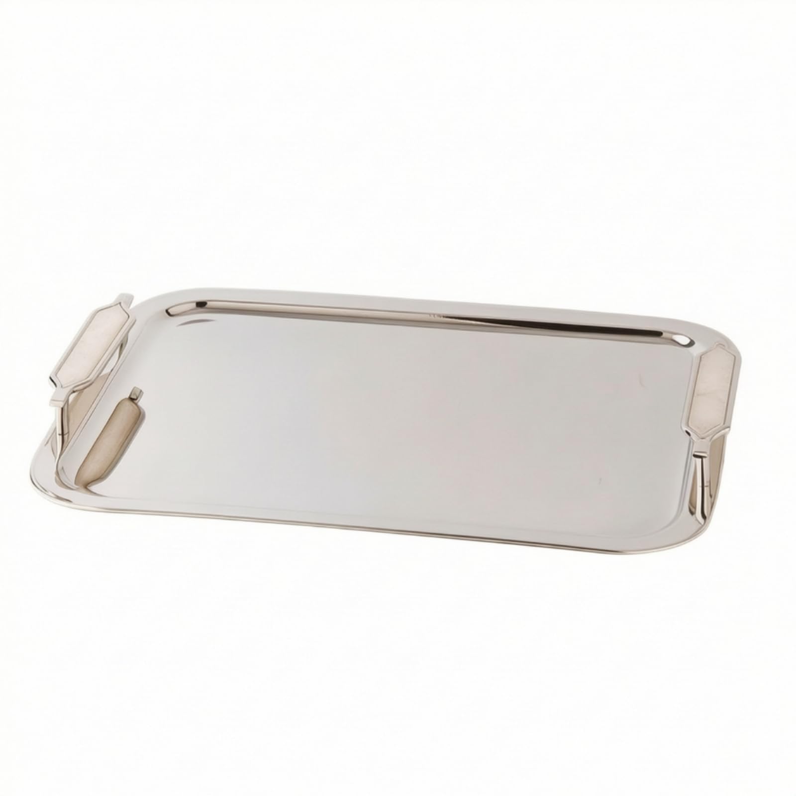Banja Servicio con Elegante Banja con Multifuncional para Bar, Mesa, 46 34 H4cm, Bandeja Rectangular Plateada Brillante Importada