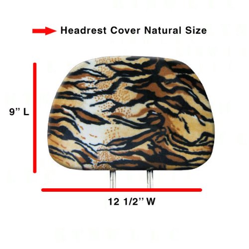 BDK Car Headrest Cover in Animal Print - Siberian Tiger