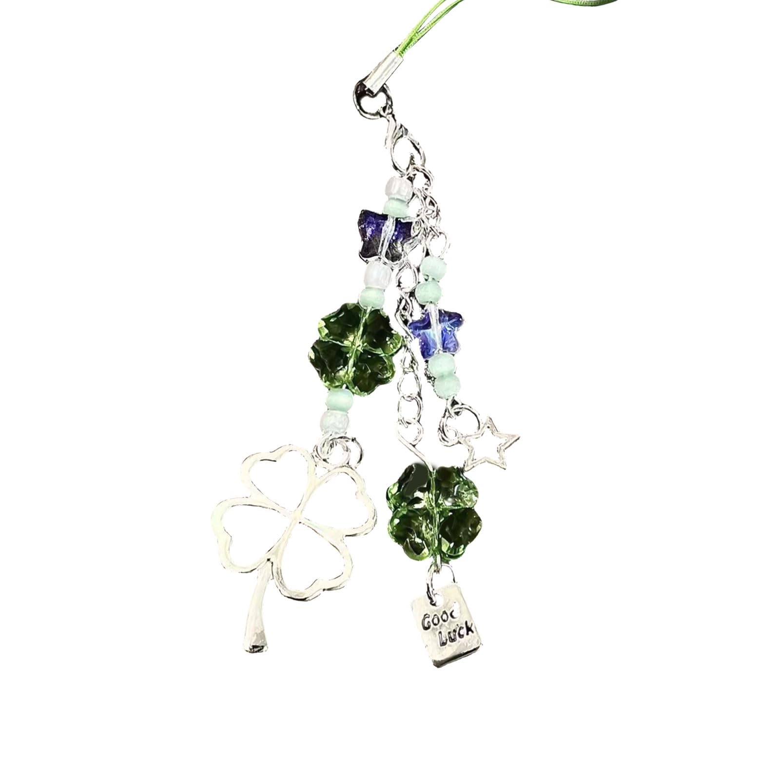 NEWFT Fashionable Four Clovers Phone Charm Sturdy Acrylic Alloy Keychain Portable Phone Pendant for All Ages Adults
