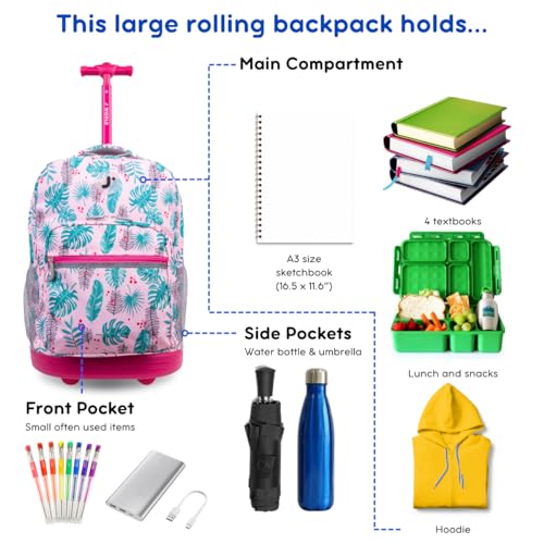 Image of J World New York Sunrise Rolling Backpack Backpack, PALM LEAVES
