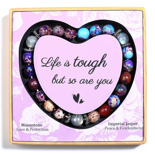 DUQGUHO Inspirational Gifts for Women Natural Healing Bracelets Violet Imperial Stone and...
