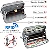 REETEE Handytasche zum Umhängen RFID Schutz Geldbeutel Damen Handy Umhängetasche Leder Viele Fächer Handy Schultertasche mit 12 Kartenfächer Klein Crossbody Handytasche Geldbörse für Frauen (grau) … #1