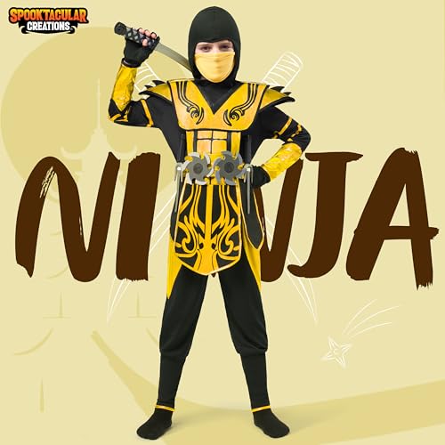 Spooktacular Creations 20583-M Gold Ninja Costume For Boys thumb #1