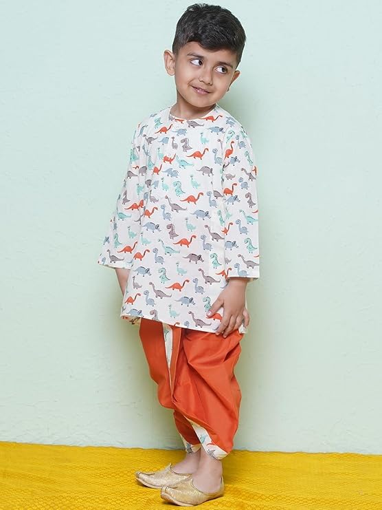 Image of AJ DEZINES Kids Ethnic Wear Pure Cotton Dhoti Kurta Set For Boys