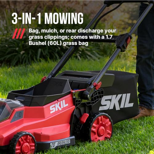 Image of SKIL PWR CORE 40 Brushless 40V 20-Inch Push Mower Kit with Smart Caddy, Includes 6.0Ah & 4.0Ah Batteries and 150W Charger - PM2010C-24