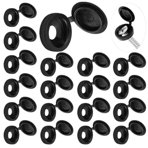 10/100Pcs Cross Screw Decorative Cover, Folding Buckle Plastic Screw Nail Cap for Car Furniture Bolt Nut Hardware Decoration(Bla