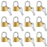 12 candados pequeños de latón macizo con 2 llaves para equipaje, mochila, gimnasio, taquilla, maleta, aula, juego a juego y