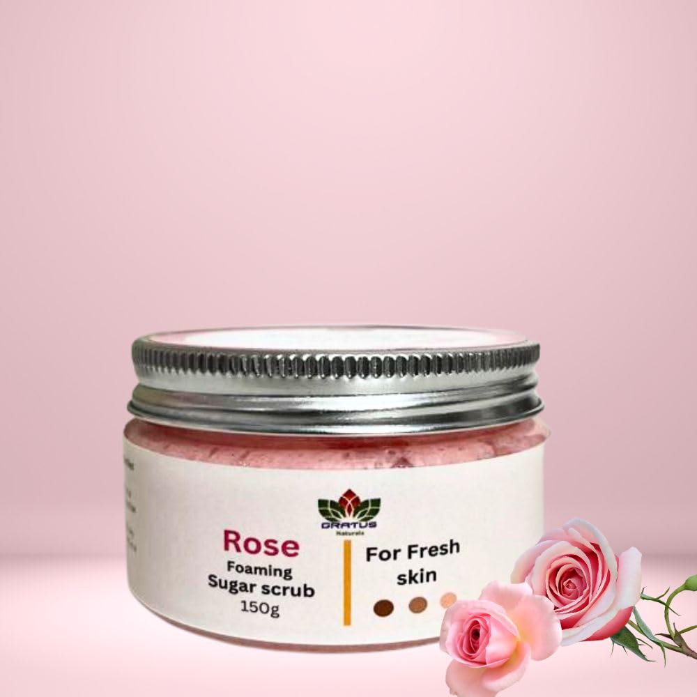 Gratus Naturals ROSE Foaming Sugar Scrub for Dry and Normal Skin - 150gm (same, Rose)