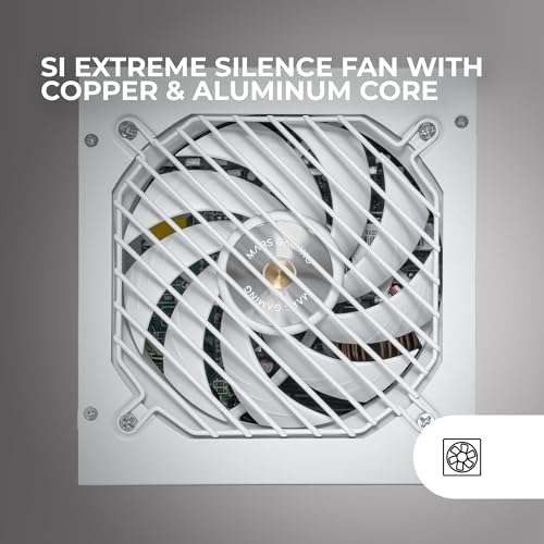 MPB1000SI, Alimentatore PC ATX 1000W, 7 Anni di Garanzia, 80Plus Gold 90%, Ventola SI Extreme Silence con Nucleo in Rame e Alluminio, Tecnologie AI2-RPM, DC-DC e SMD, Bianco - Alimentatore - Immagine 2