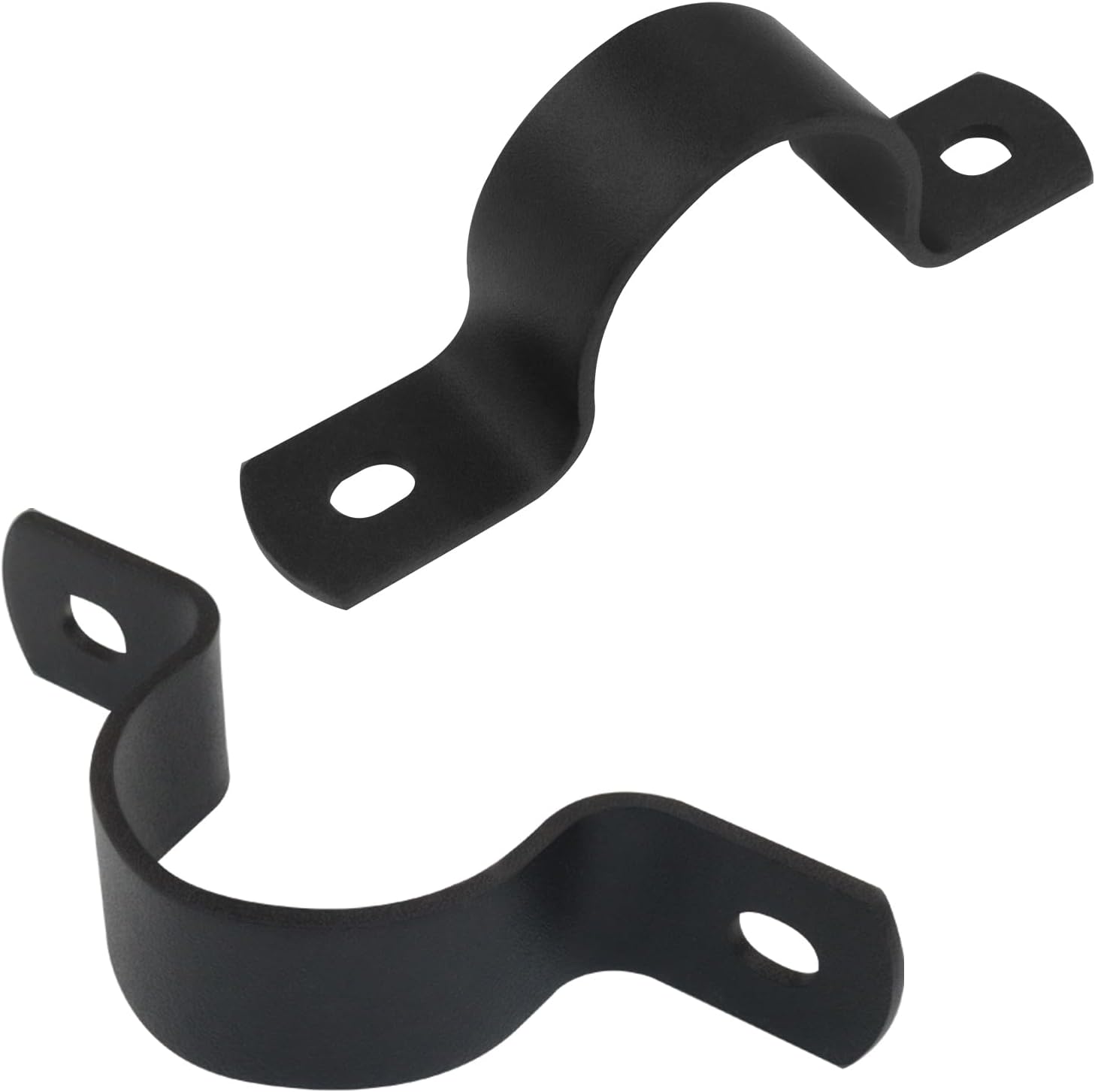 12Pcs Black Pipe Strap, 1 Inch Metal Pipe Clamp Rigid Conduit Clamp, 2 Hole U Bracket for Pipe Fixing/Plumbers(Inside Diameter: 3.5cm)