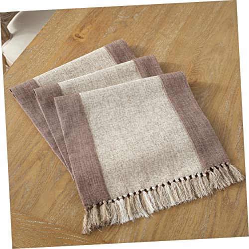 Chemin de table lavable et réutilisable coton beige ABOOFAN