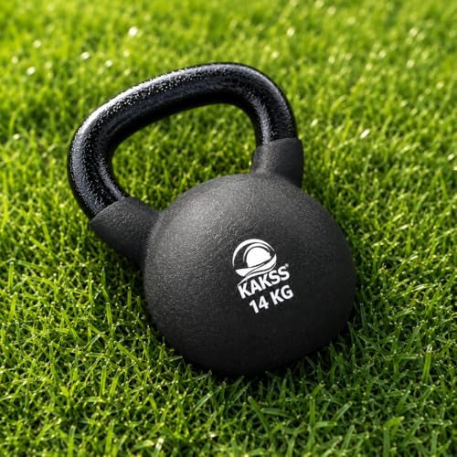 Image of Kakss Half Coating Neoprene Kettlebell (Black, 14 KG) (PROUDLY MADE IN INDIA)