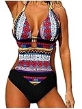 costume trikini nero  Costumi da Bagno Interi Donna Trikini Costume da Mare Spiaggia Piscina Sexy Bohemian in Pizzo Bikini Swimsuit One Piece Coordinati Beachwear