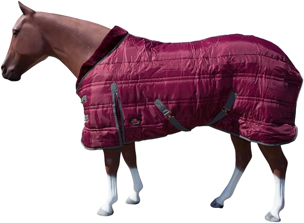 HILASON Western Horse Stable Blanket Quilted | Blankets for Winter Water Resistant Horses Wine 81 Inches