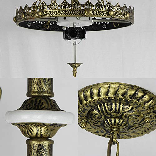 LITFAD Tiffany Style Pendant Light, Beige Stained Glass Hanging Lamp - image 5