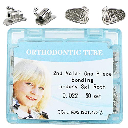 Monoblock Tubes ROTH 2nd molar .022 Bondable for Dental Orthodontic 50 Set 200 pieces