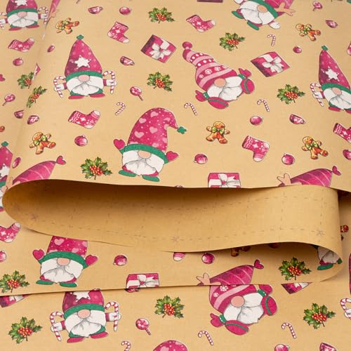 43 cm x 15 m Weihnachtsgeschenkpapierrolle, wiederverwendbar, bedruckt mit verschiedenen Mustern, Geschenkpapier, geeignet für Weihnachten, Hochzeiten, Geburtstage und Partydekorationen