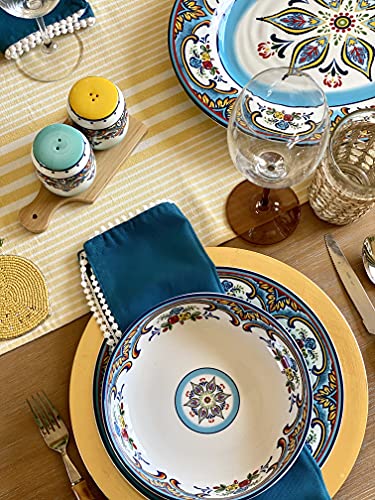 Euro Ceramica Zanzibar 8-Piece Dinnerware Set | Fine Kitchenware | Floral Multicolor Design Stoneware Tableware Service For 4,Large #TOP4