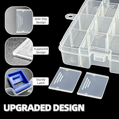 DUOFIRE Plastic Organizer Container Storage Box Adjustable Divider Removable Grid Compartment for Jewelry Beads Earring Container Tool Fishing Hook Small Accessories(34 Grids, White X 1)4