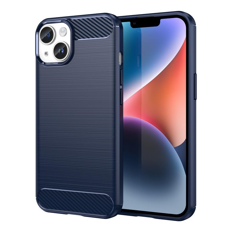 Image of Hybrid Carbon Fiber Back Case for iPhone 14 Plus (Blue)