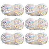 HOMBYS 6 Pack Velvet Baby Blanket Yarn for Crocheting, Super Bulky Tie Dyed Soft Chenille Rainbow Yarn for Knitting,Weaving DIY Craft,Toy Doll,Pink Multi Colored, 6 Skeins (55 yds,3.5 oz Each Skein)