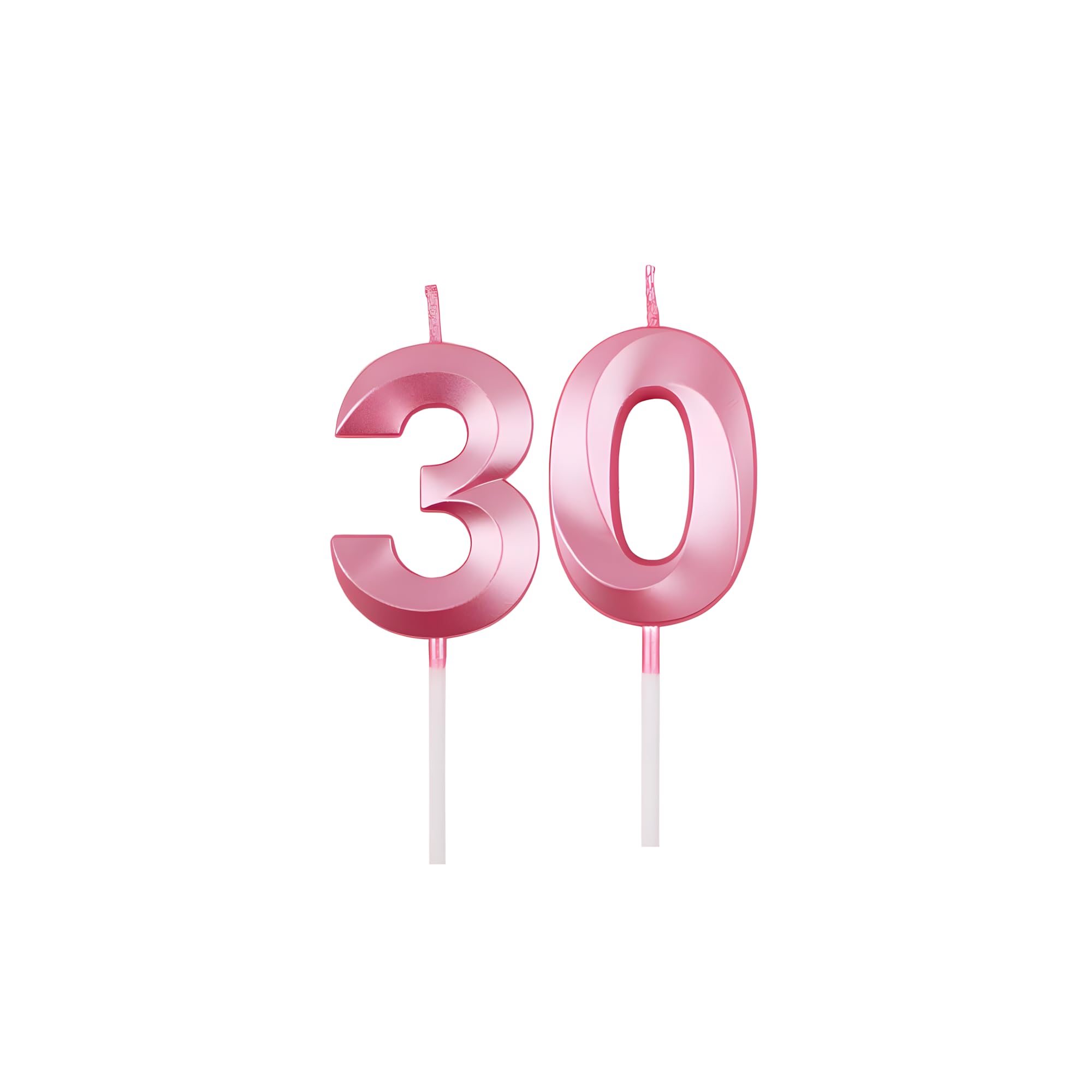 Birthday Number Candles 30 Year for Cake Decoration Thirtieth Anniversary Party Celebration Metallic Pink Colour Size : Width 5 x Height 7 cm-image-31