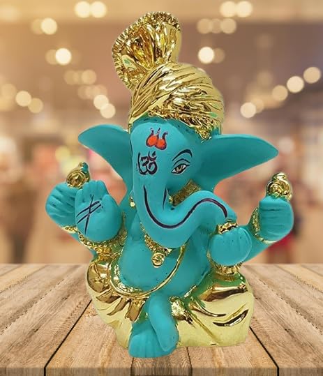 Ganesh Murti en céramique blanche - Statuette décorative indienne D-2 de 7,6 cm - 4