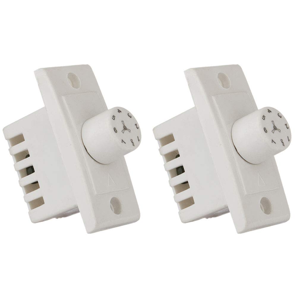 Hi-Plasst Switch Type 7-Step Fan Regulator (Pack of 2) - 1M Non-Modular Speed Controller for Ceiling Fans - 7 Speed Settings, White, 240V AC, 100W - Ideal for Home, Office (5.5x2.4cm)