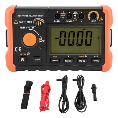 Megohmmeter Isolationstester 100V-1000V Widerstandsmessgerät 1,3mA Überlastschutz, 0,00-100GΩ für die Wartung Elektrischer Geräte