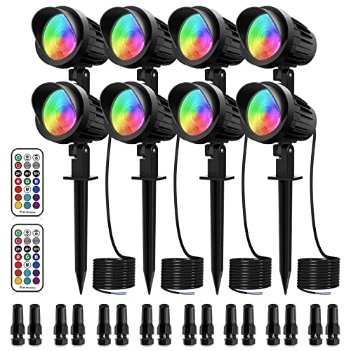 Meikee 7W Rgb Landscape Lights, Low Voltage Landscape Lights With Connector, Color Changing Led Landscape Lighting With Remote, Ip66 Waterproof Outdoor Spotlights For Garden Pathway Christmas(8 Pack) #TOP5