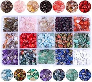 Colle 844pcs Natural Chip Gemstone Beads for Jewellery Making, 15 Colors Irregular DIY Crystal Beads Quartz Stone for Necklace Bracelet Ring Earring