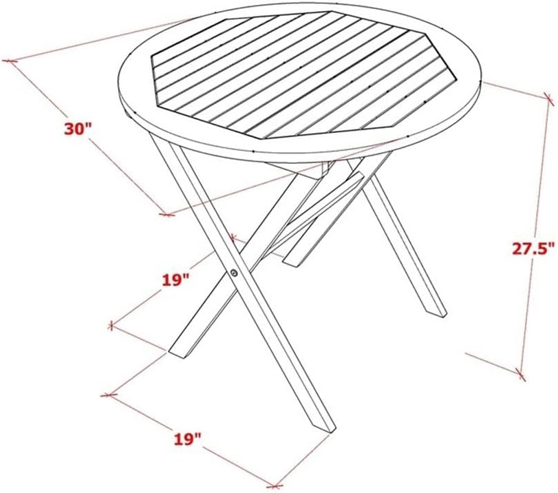 Pemberly Row 3-Piece Outdoor Bistro Set, Acacia Wood Construction, Natural Oil Finish, Folding Chairs, Round Coffee Table, Compact Design, Patio Dining Set for Small Balconies or Backyards