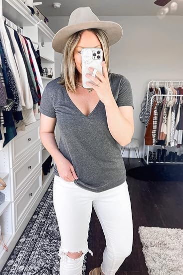 Beyove Sexy Tops for Women Deep V Neck T-Shirt Summer Short Sleeve Going Out Top Vacation Outfits - Image 3