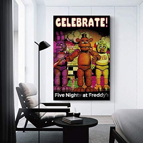 XYDD Fnaf Poster Five Nights at Freddy's Celebrate Poster Canvas Art Poster and Wall Art Picture Print Modern Family bedroom Decor Posters 12x18inch(30x45cm)