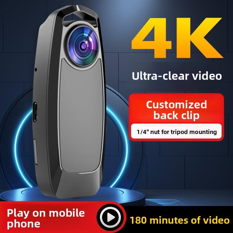 4K Pet Vlog Camera, 42MP Photo, 180° Rotatable Lens, Wearable Body Cam, Long Battery for Dog Cat Outdoor Daily Recording